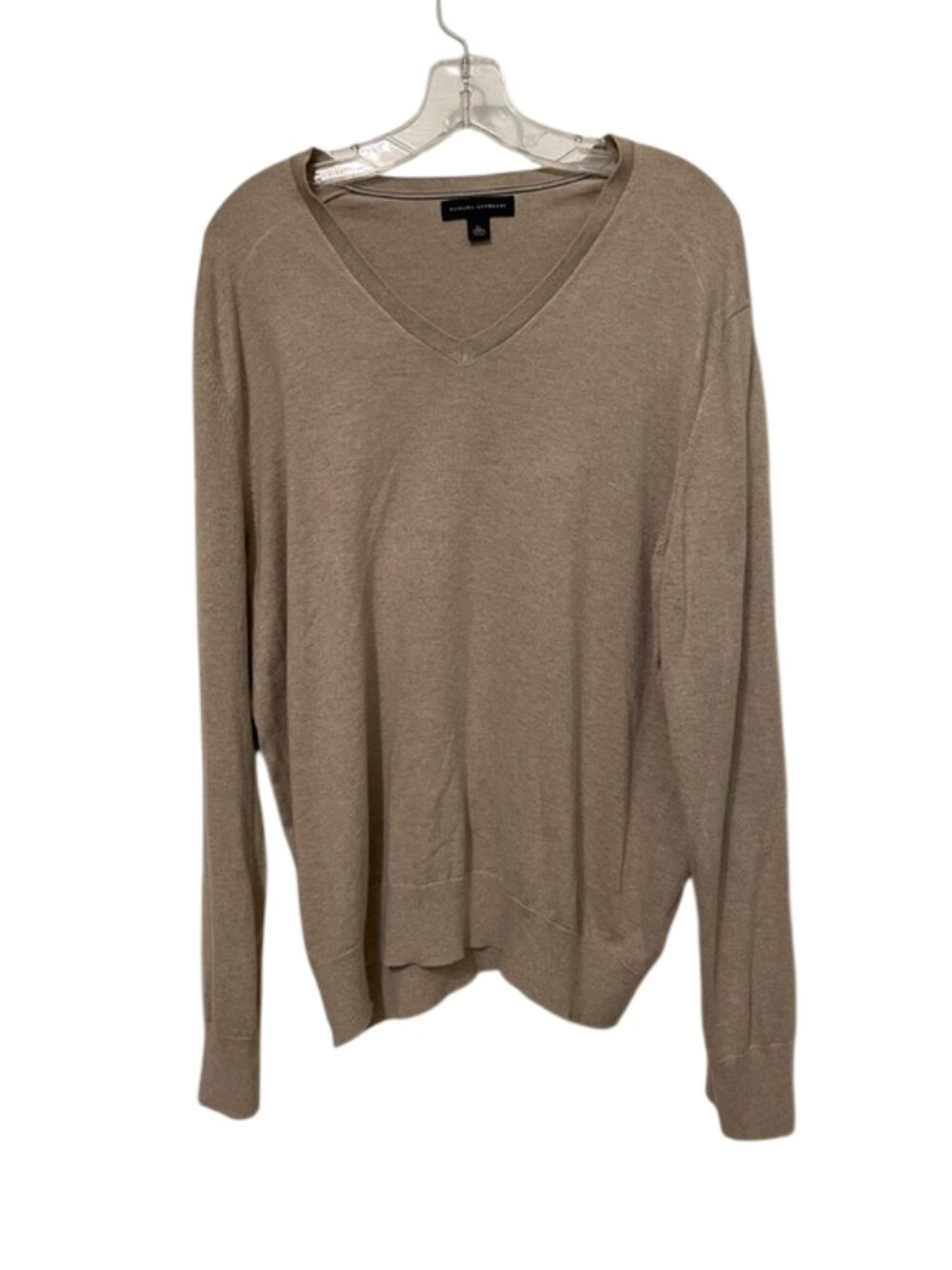 Banana Republic XL Silk Cotton Cashmere V-Neck Sweater Oatmeal Tan Mens Luxe